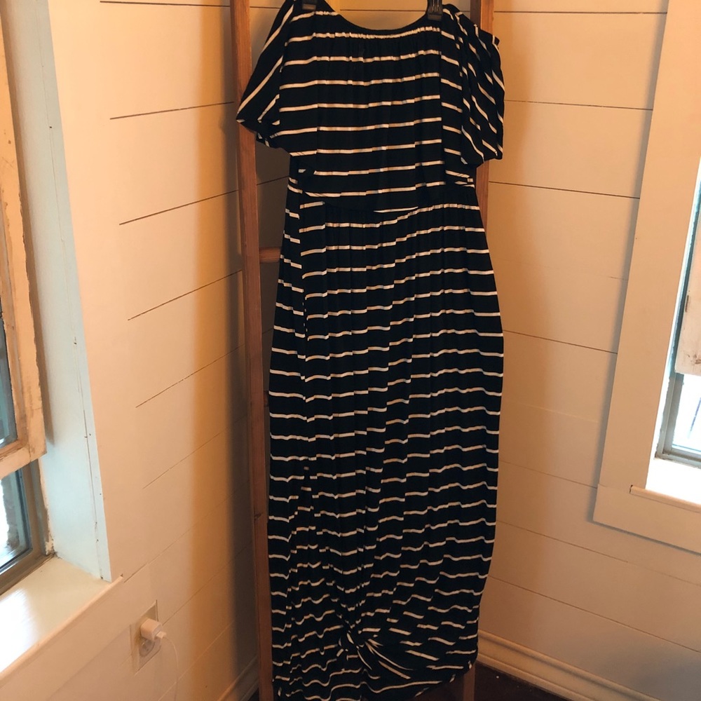 Black striped maxi dress